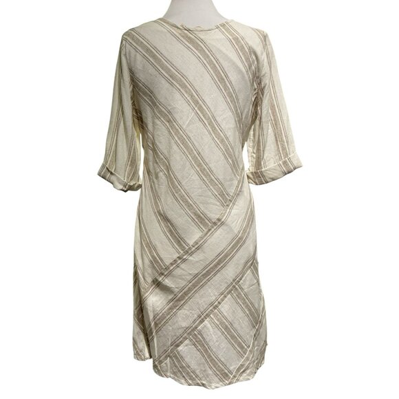 Soft Surroundings Equinox Stripe Linen Blend Shift Dress Boho Beachy Lined Sz M - Picture 4 of 6